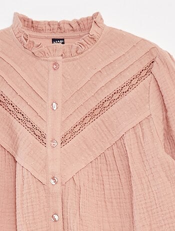Blusa de gasa de algodón de plumeti