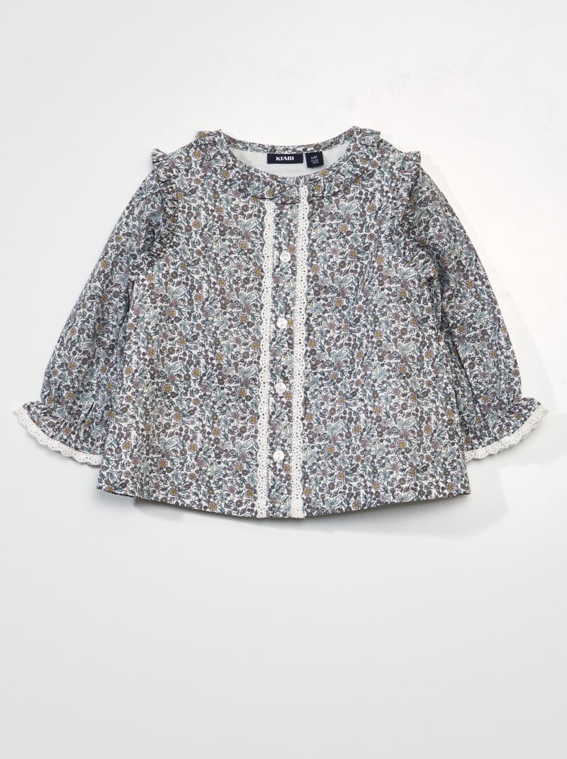 Blusa de gasa de algodón GRIS - Kiabi