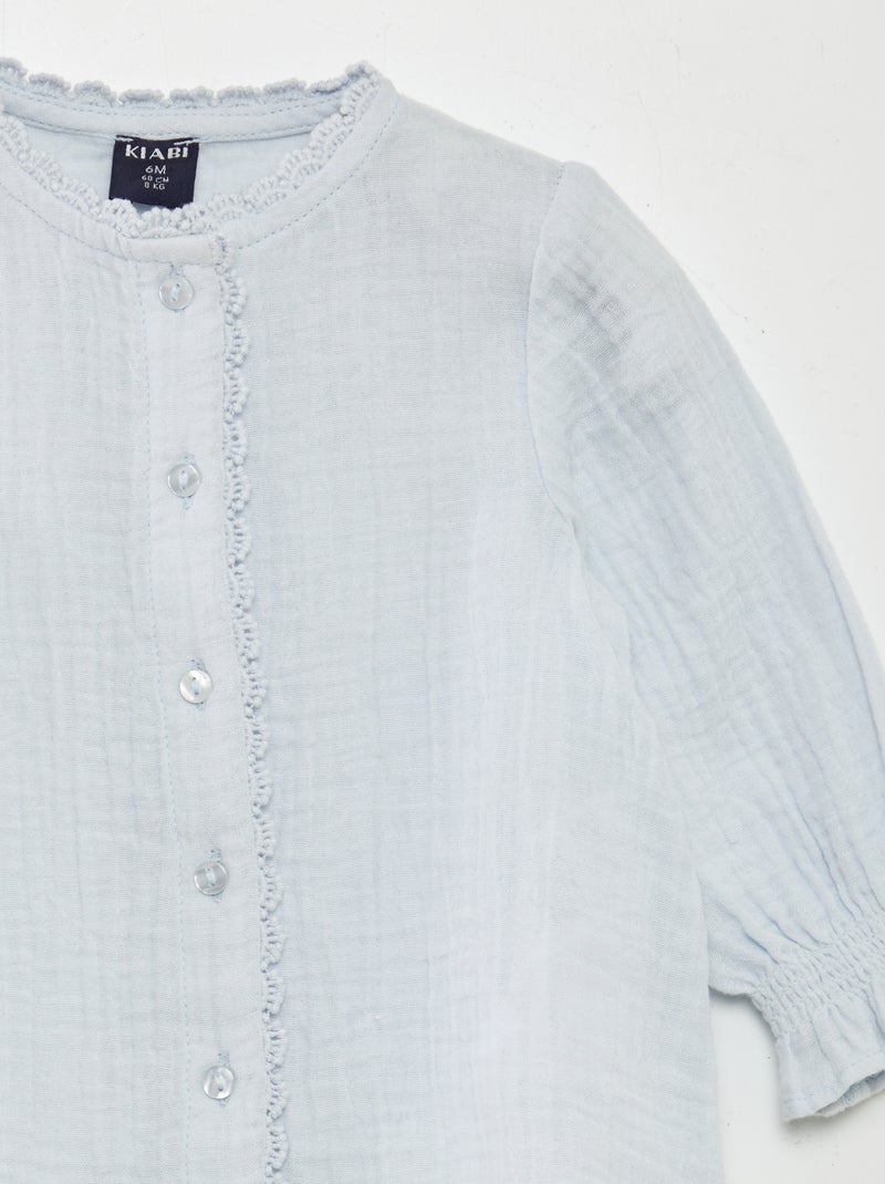 Blusa de gasa de algodón GRIS - Kiabi