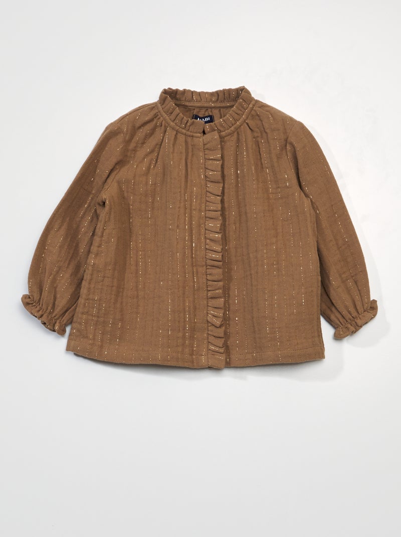 Blusa de gasa de algodón MARRON - Kiabi
