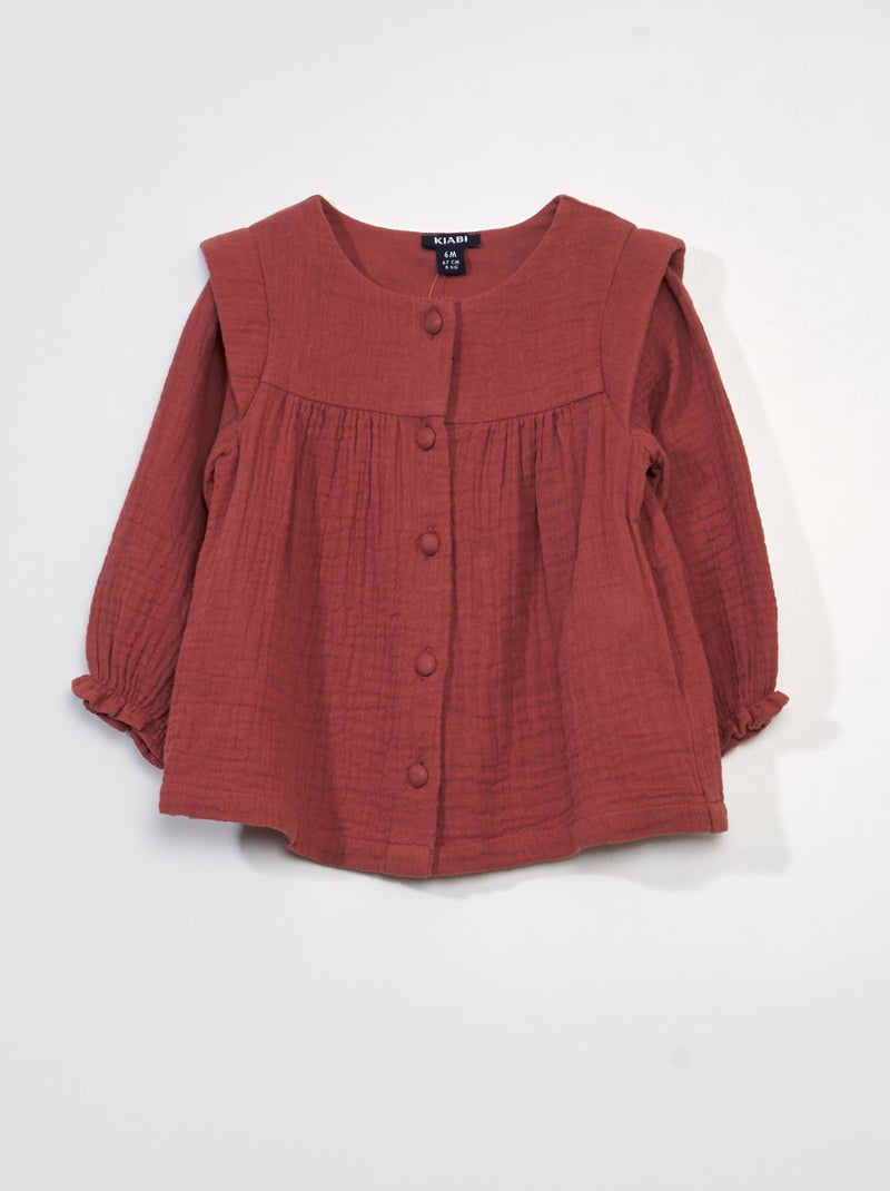 Blusa de gasa de algodón ROJO - Kiabi
