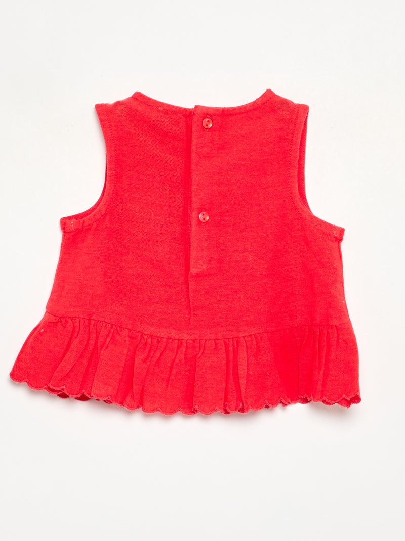 Blusa de gasa de algodón Rojo - Kiabi