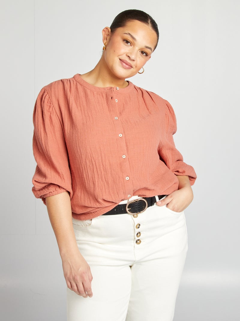Blusa de gasa de algodón ROSA - Kiabi