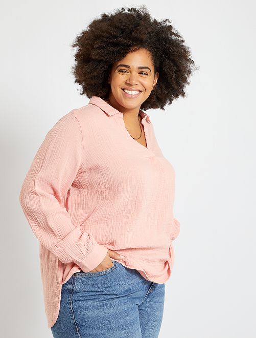 Blusa de gasa de algodón - ROSA - Kiabi - 20.00€