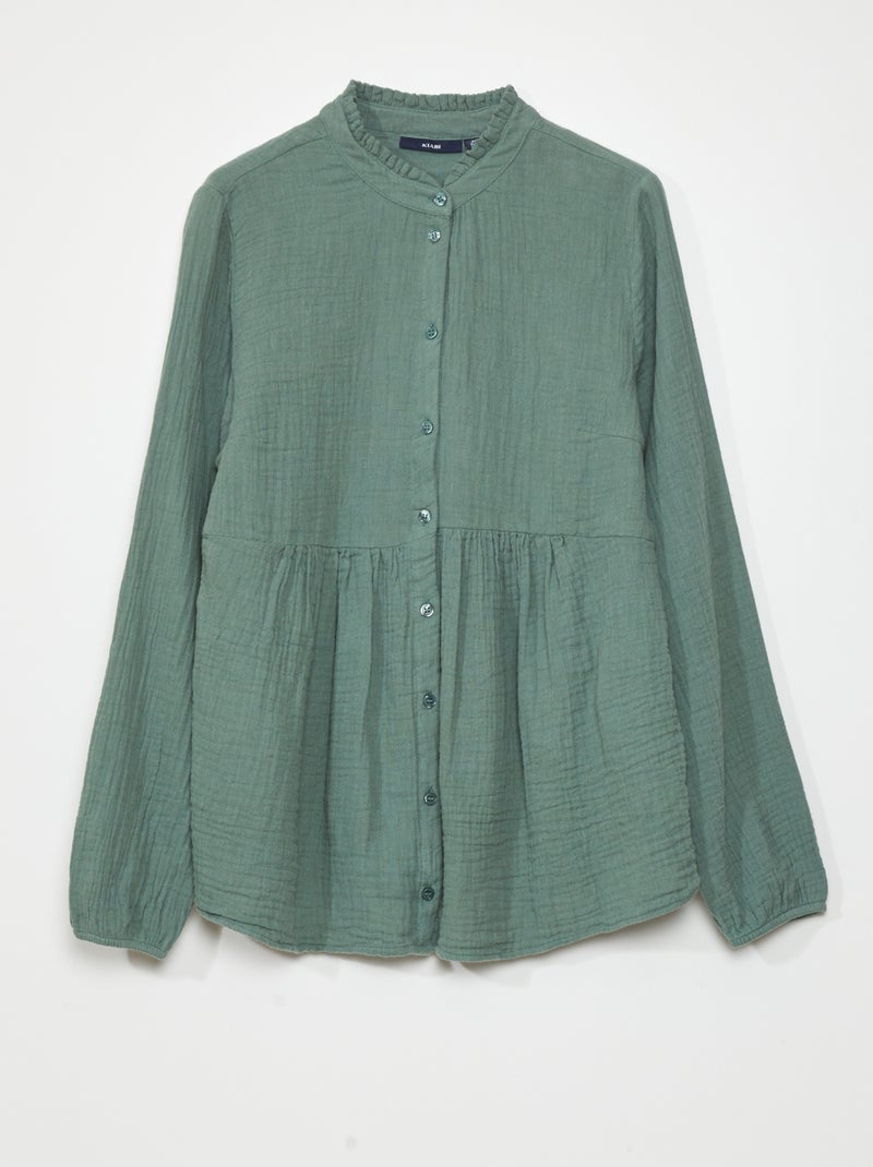 Blusa de gasa de algodón Verde - Kiabi