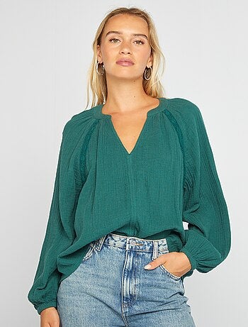 Blusa de gasa de algodón