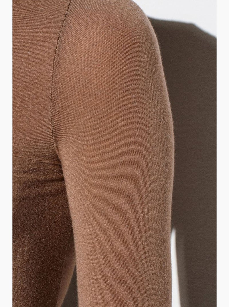Blusa de jersey de cuello alto slim fit dilvin Taupe - Kiabi