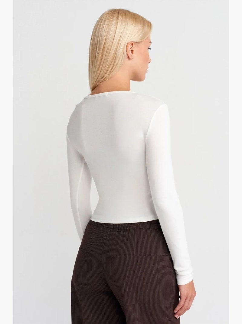 Blusa de jersey de manga larga slim fit dilvin Crudo - Kiabi