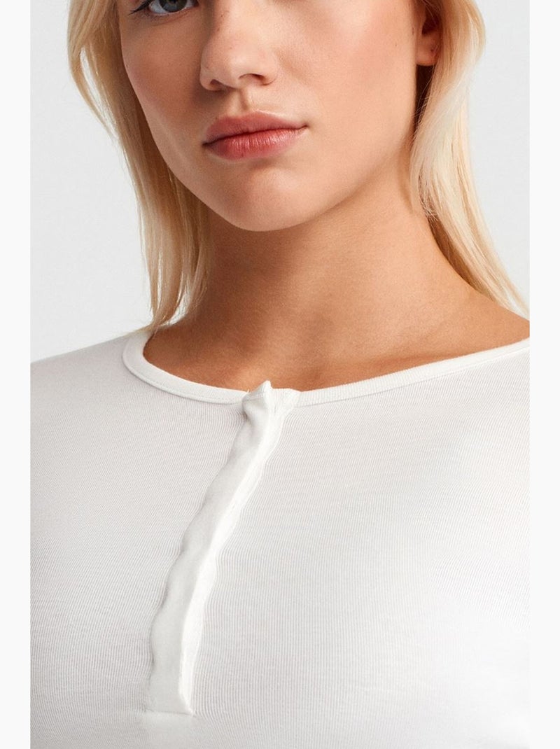 Blusa de jersey de manga larga slim fit dilvin Crudo - Kiabi