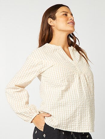 Blusa de lactancia con estampado vichy