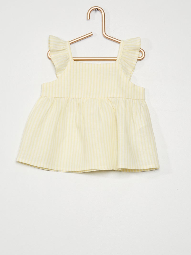 Blusa de lino a rayas AMARILLO - Kiabi