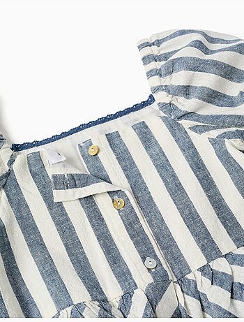 Blusa de lino a rayas con volantes You&Me