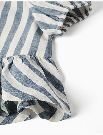 Blusa de lino a rayas con volantes You&Me