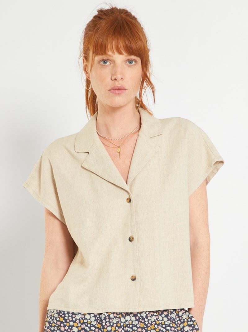 Blusa de lino 'Jaqueline de Yong' BEIGE - Kiabi