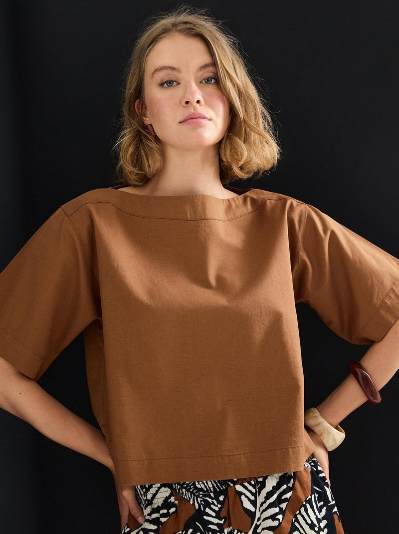 Blusa de lino, MO Fashion Marrón - Kiabi