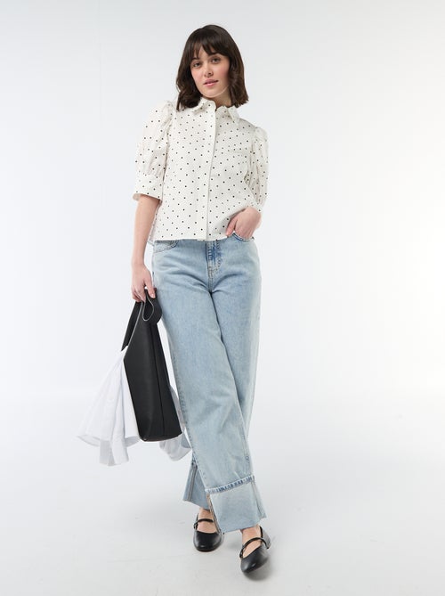 Blusa de lunares con mangas 3/4 abullonadas - Kiabi