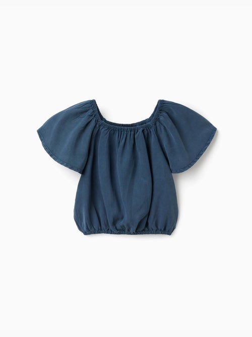 Blusa de lyocell con cuello y cintura elásticos - Kiabi Blusa de lyocell con cuello y cintura elásticos - Kiabi