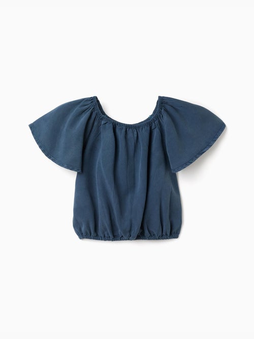 Blusa de lyocell con cuello y cintura elásticos - Kiabi Blusa de lyocell con cuello y cintura elásticos - Kiabi