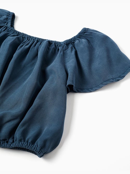 Blusa de lyocell con cuello y cintura elásticos - Kiabi Blusa de lyocell con cuello y cintura elásticos - Kiabi
