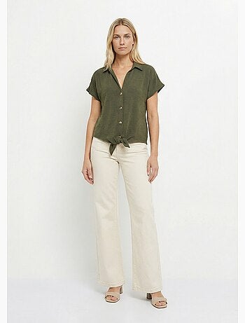 Blusa de manga corta, atada a la cintura. - Afibel