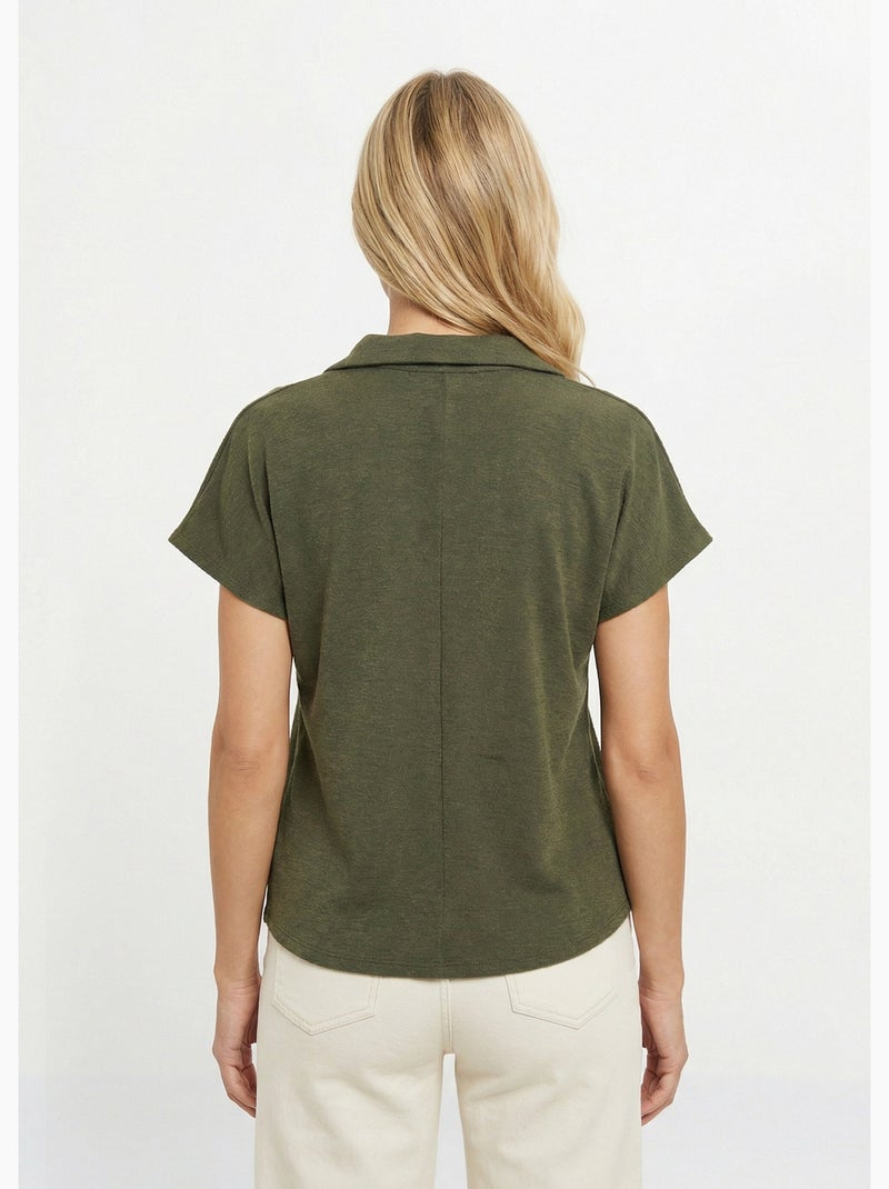 Blusa de manga corta, atada a la cintura. - Afibel Caqui - Kiabi