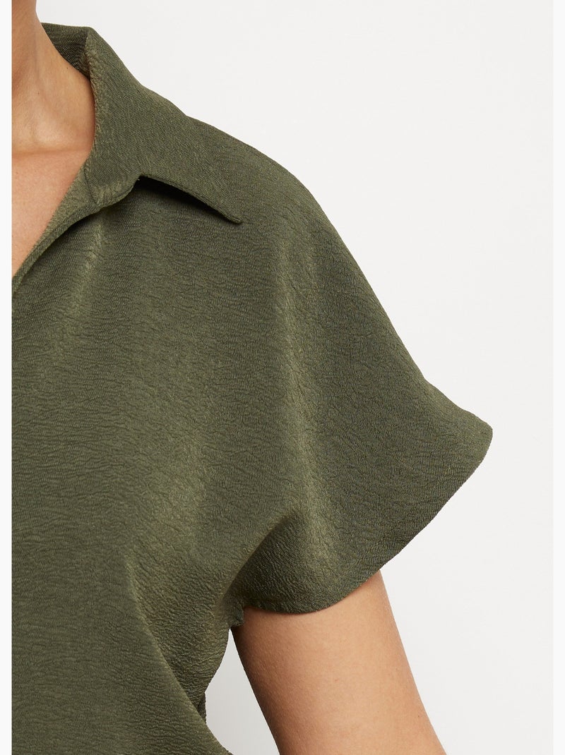 Blusa de manga corta, atada a la cintura. - Afibel Caqui - Kiabi