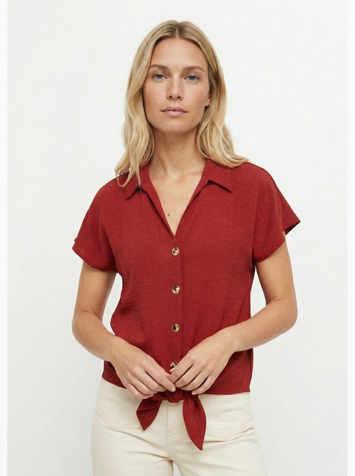 Blusa de manga corta, atada a la cintura. - Afibel - Kiabi