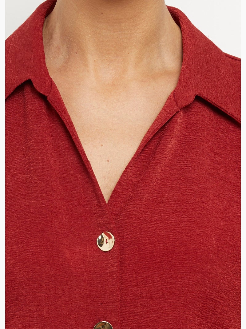 Blusa de manga corta, atada a la cintura. - Afibel Terracota - Kiabi