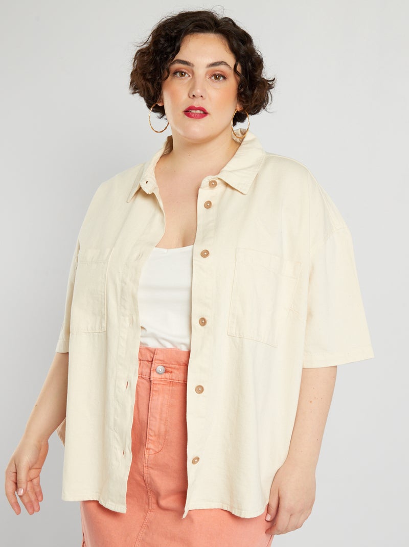 Blusa de manga corta BEIGE - Kiabi