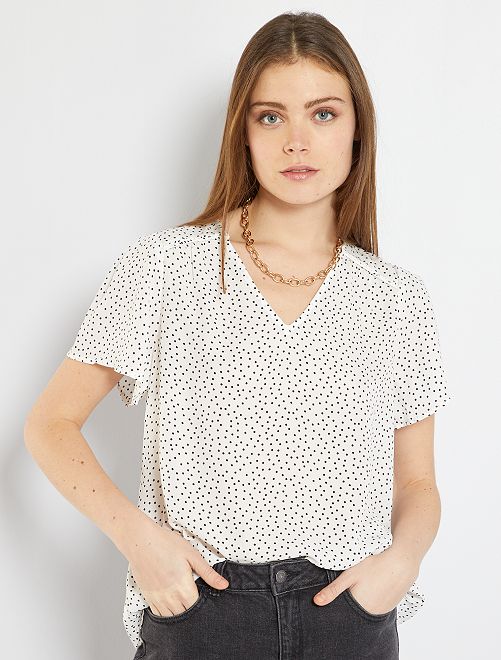 Blusa de manga corta - BLANCO - Kiabi - 12.00€