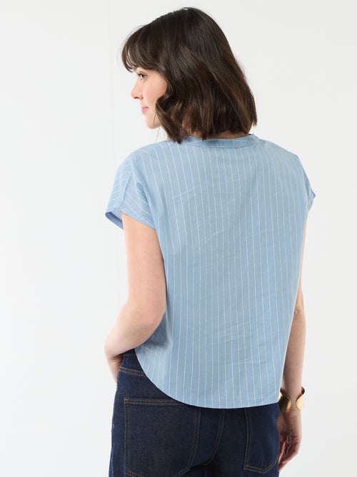 Blusa de manga corta con cuello en pico - Kiabi