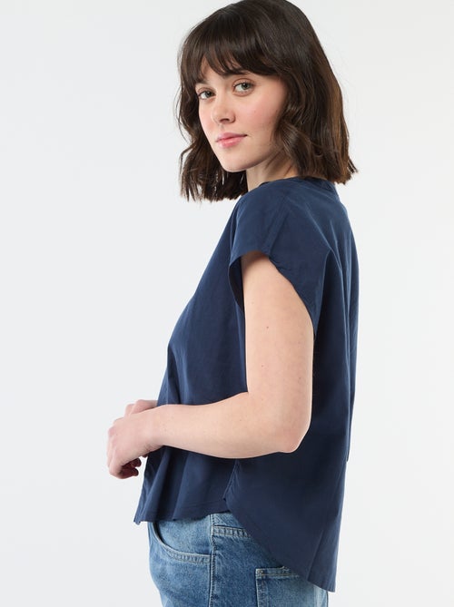 Blusa de manga corta con cuello en pico - Kiabi
