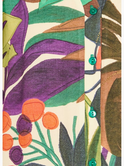 Blusa de manga corta con cuello en V y estampado de plantas - AFIBEL - Kiabi