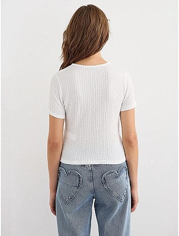 Blusa de manga corta con detalle de lazo