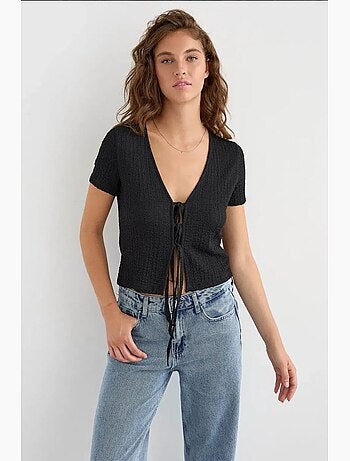 Blusa de manga corta con detalle de lazo hiccup