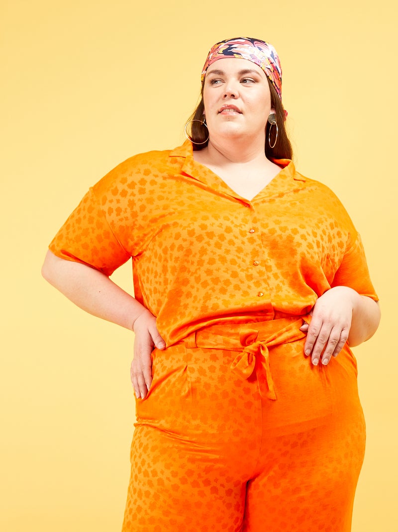 Blusa de manga corta con estampado 'leopardo' naranja - Kiabi
