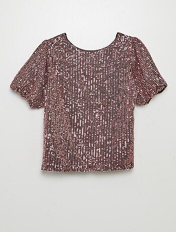 Blusa de manga corta con lentejuelas