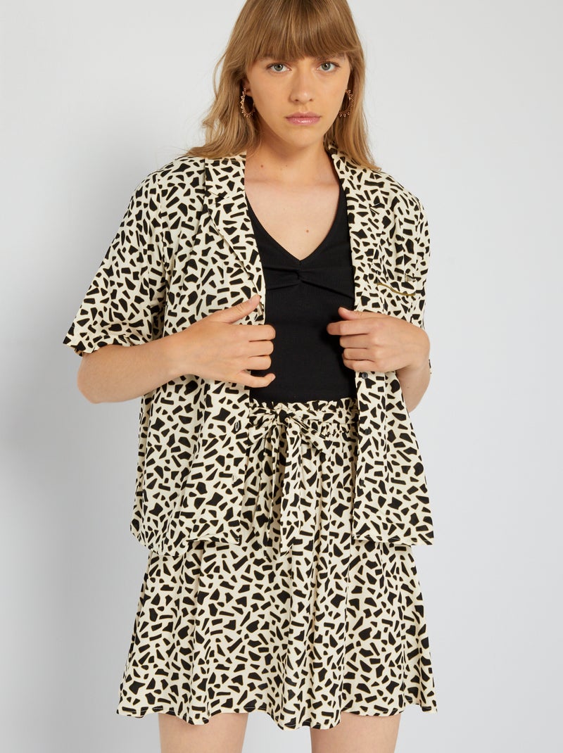 Blusa de manga corta con motivo BLANCO - Kiabi