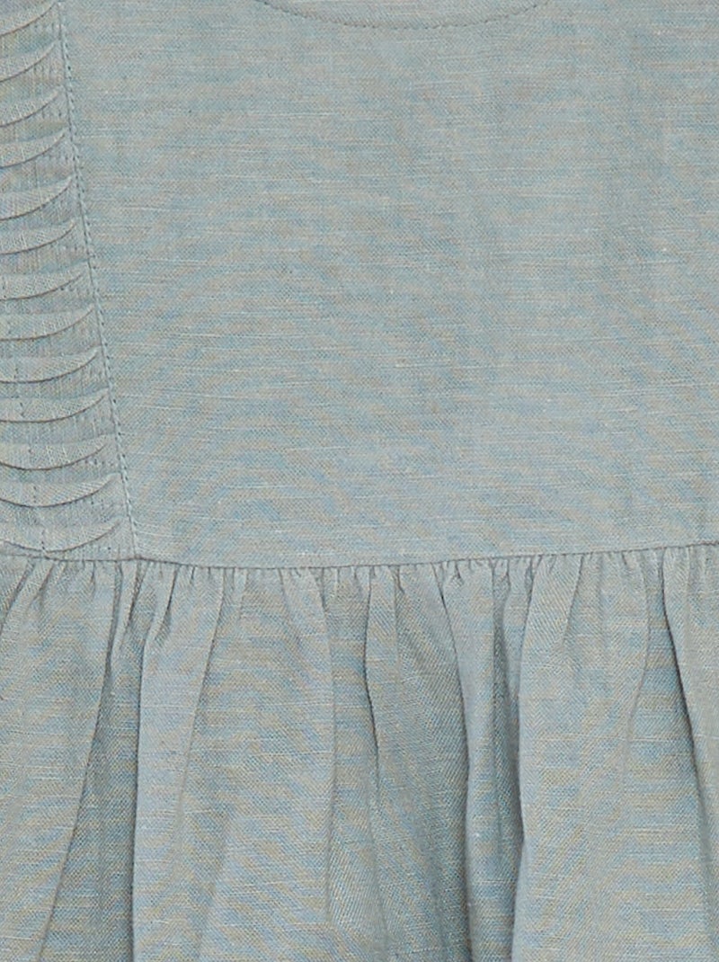 Blusa de manga corta con volantes azul - Kiabi