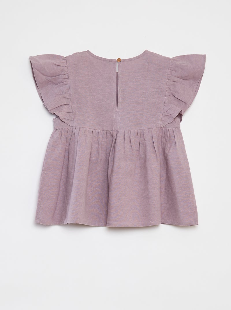 Blusa de manga corta con volantes PURPURA - Kiabi