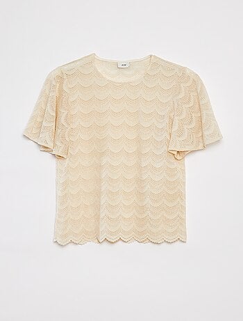 Blusa de manga corta de encaje 'JDY'