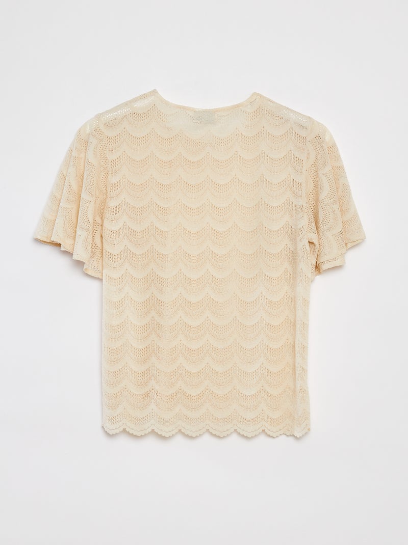 Blusa de manga corta de encaje 'JDY' BEIGE - Kiabi