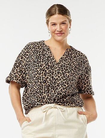 Blusa de manga corta de gasa de algodón