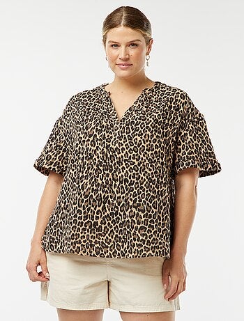 Blusa de manga corta de gasa de algodón