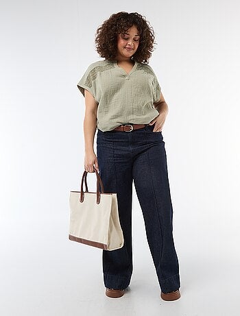 Blusa de manga corta en doble gasa de algodón