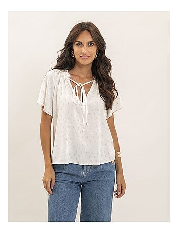 Blusa de manga corta estampada lurex FIKOL