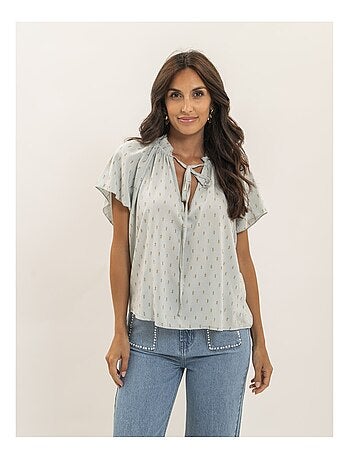 Blusa de manga corta estampada lurex FIKOL
