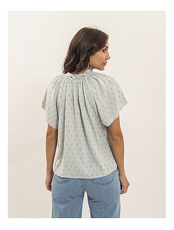 Blusa de manga corta estampada lurex FIKOL