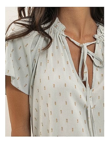 Blusa de manga corta estampada lurex FIKOL