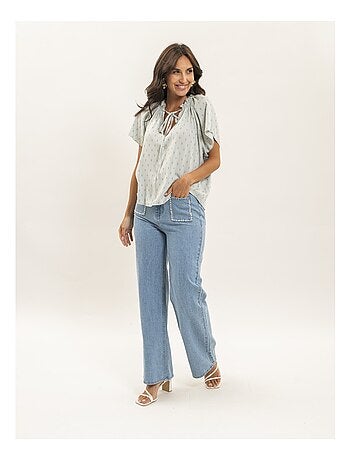 Blusa de manga corta estampada lurex FIKOL